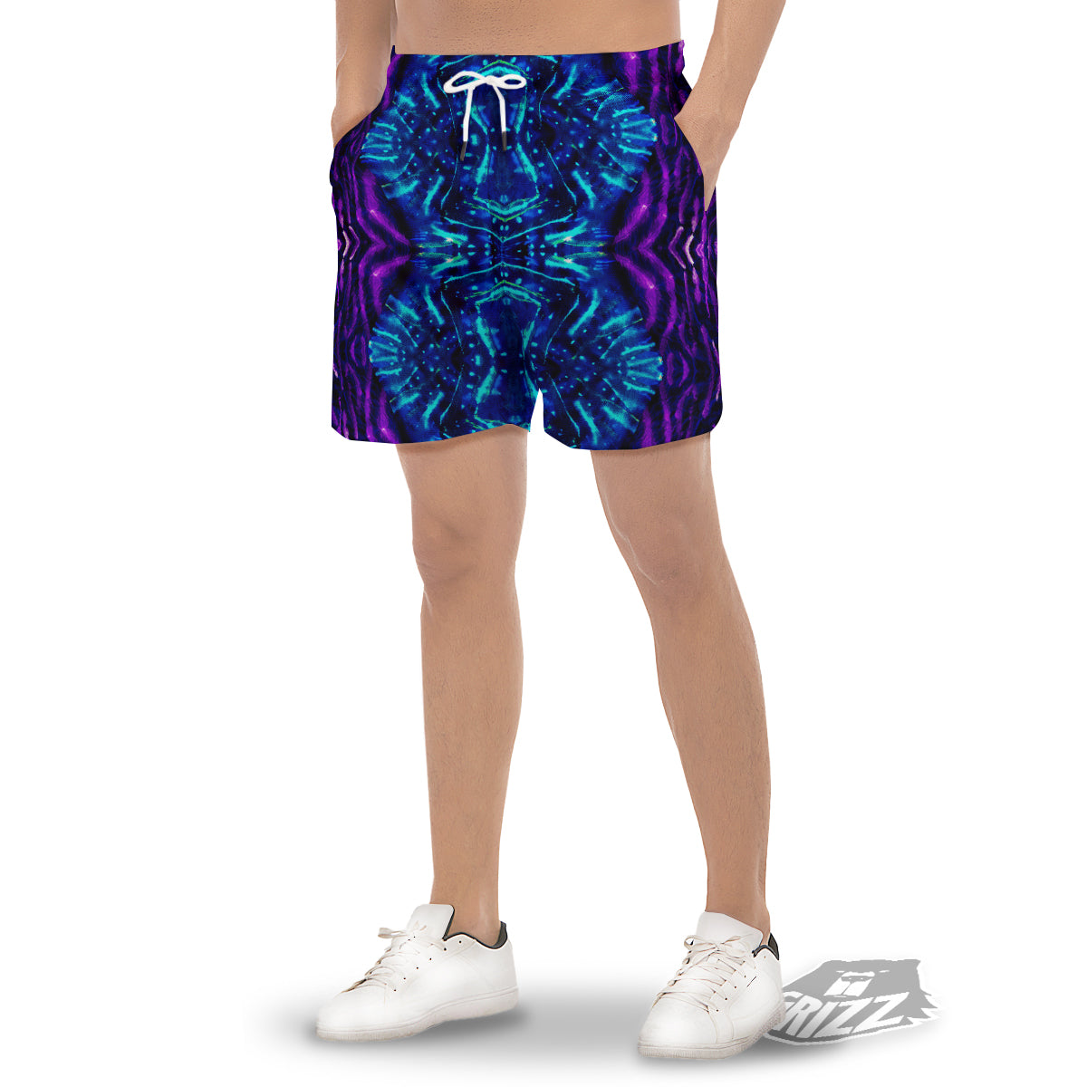 Psychedelic Watercolor Print Pattern Men's Gym Shorts-grizzshop