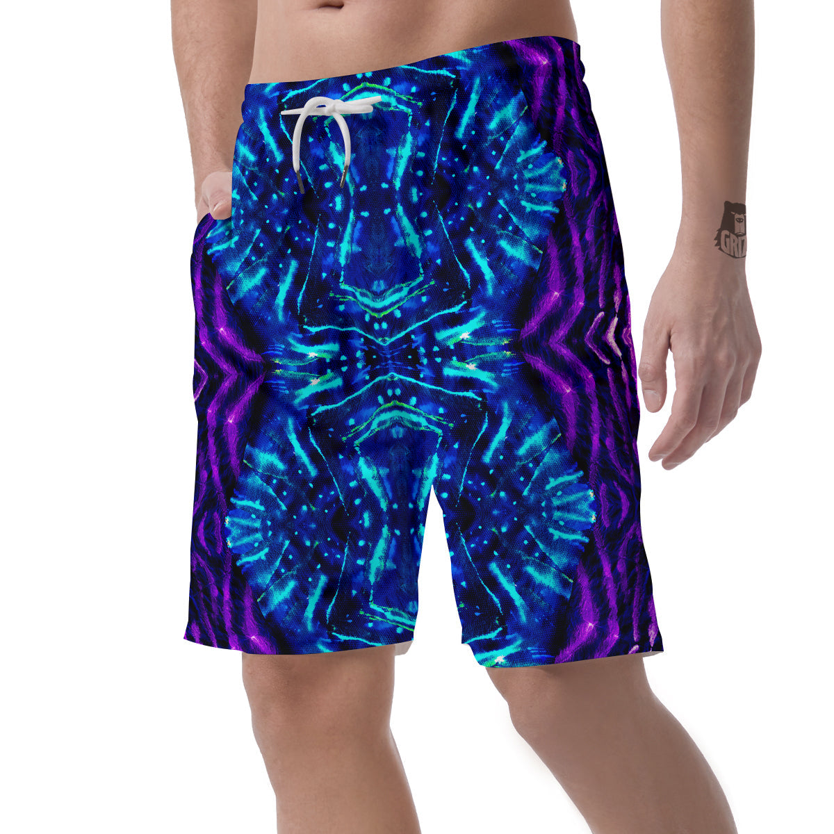 Psychedelic Watercolor Print Pattern Men's Shorts-grizzshop