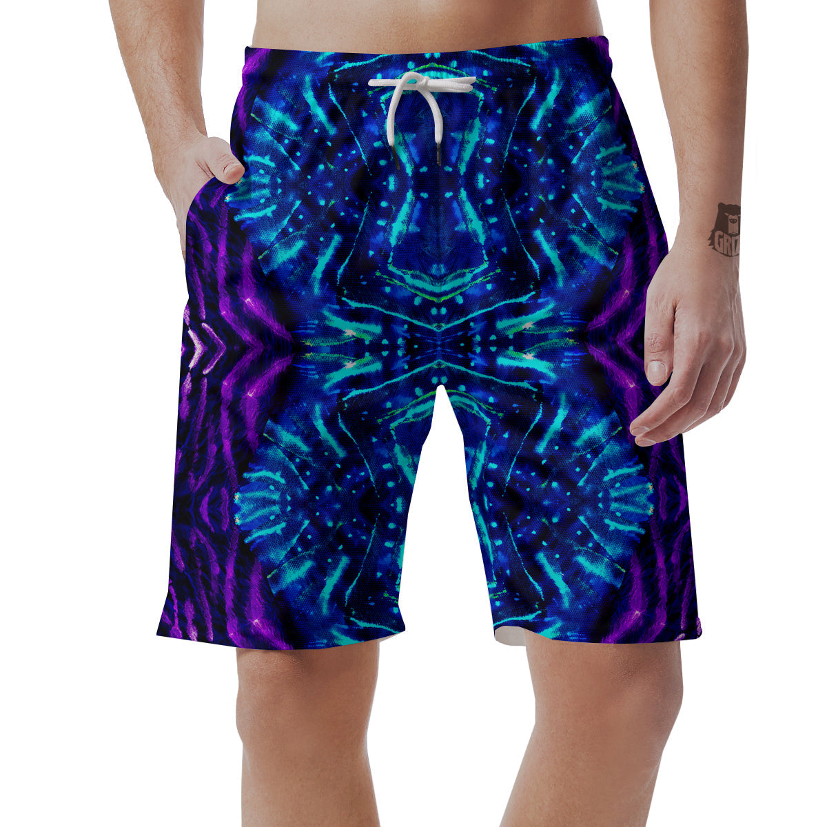 Psychedelic Watercolor Print Pattern Men's Shorts-grizzshop