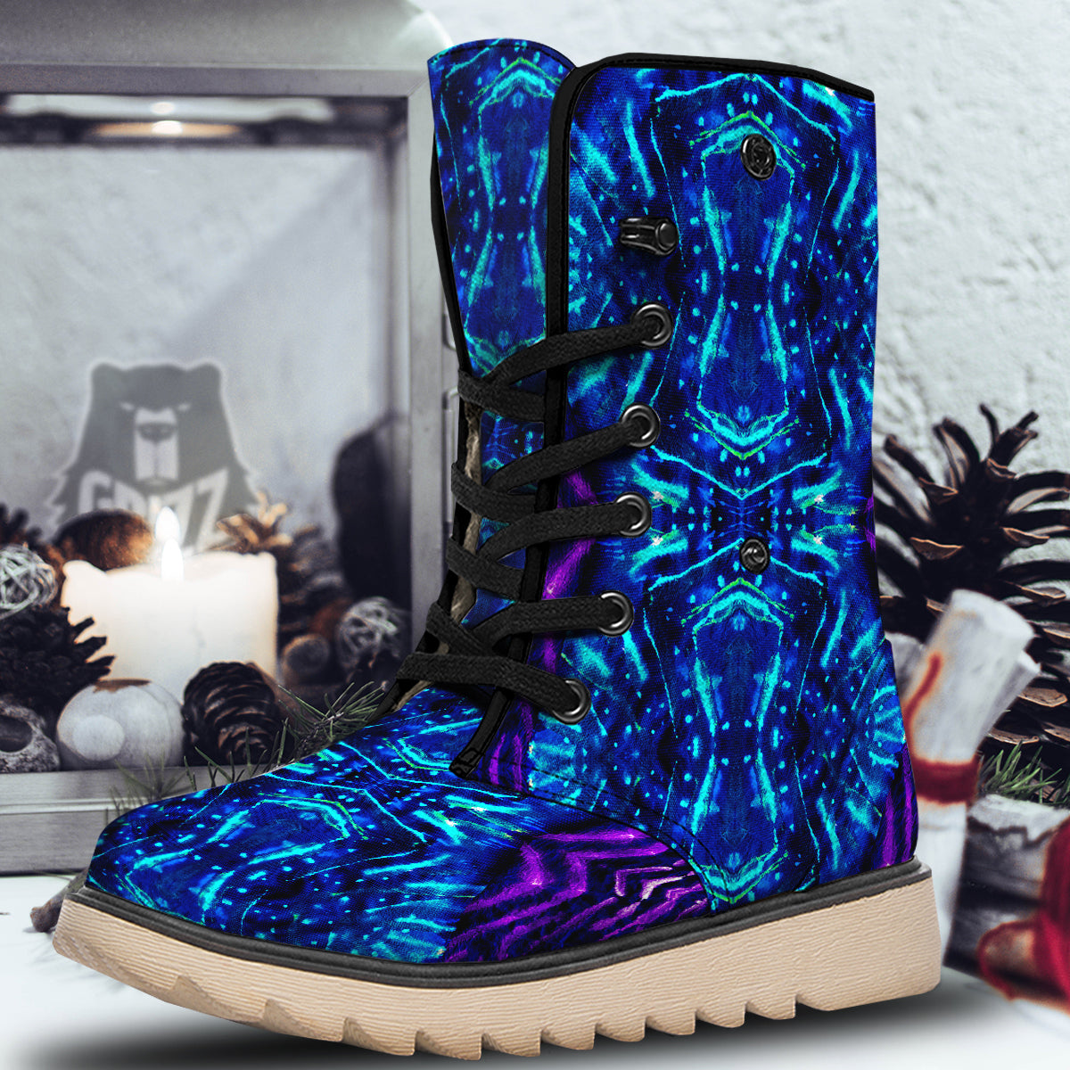 Psychedelic Watercolor Print Pattern Snow Boots-grizzshop