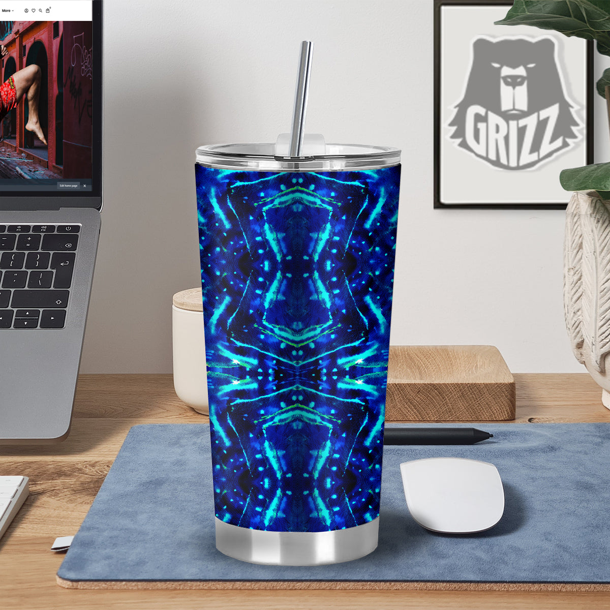Psychedelic Watercolor Print Pattern Tumbler-grizzshop