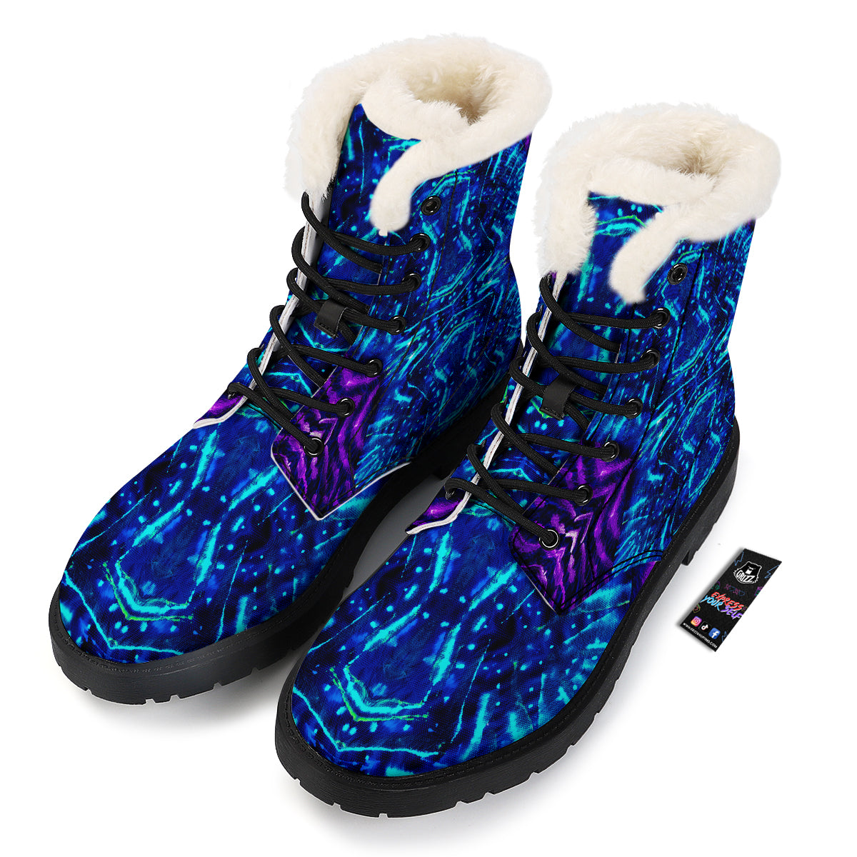 Psychedelic Watercolor Print Pattern Winter Boots-grizzshop