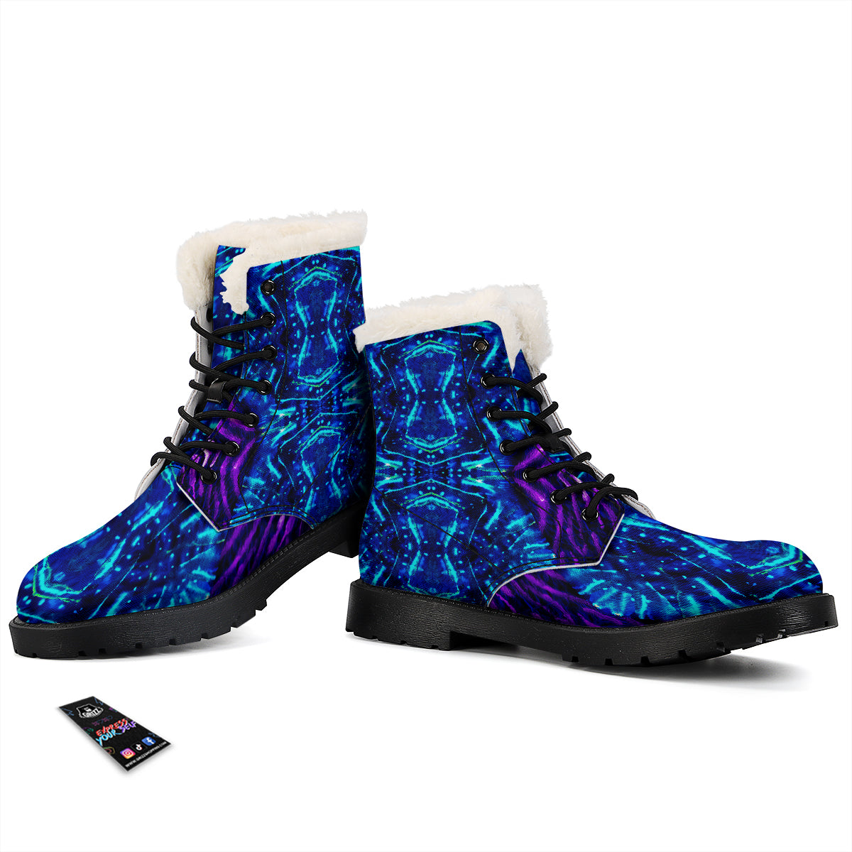 Psychedelic Watercolor Print Pattern Winter Boots-grizzshop