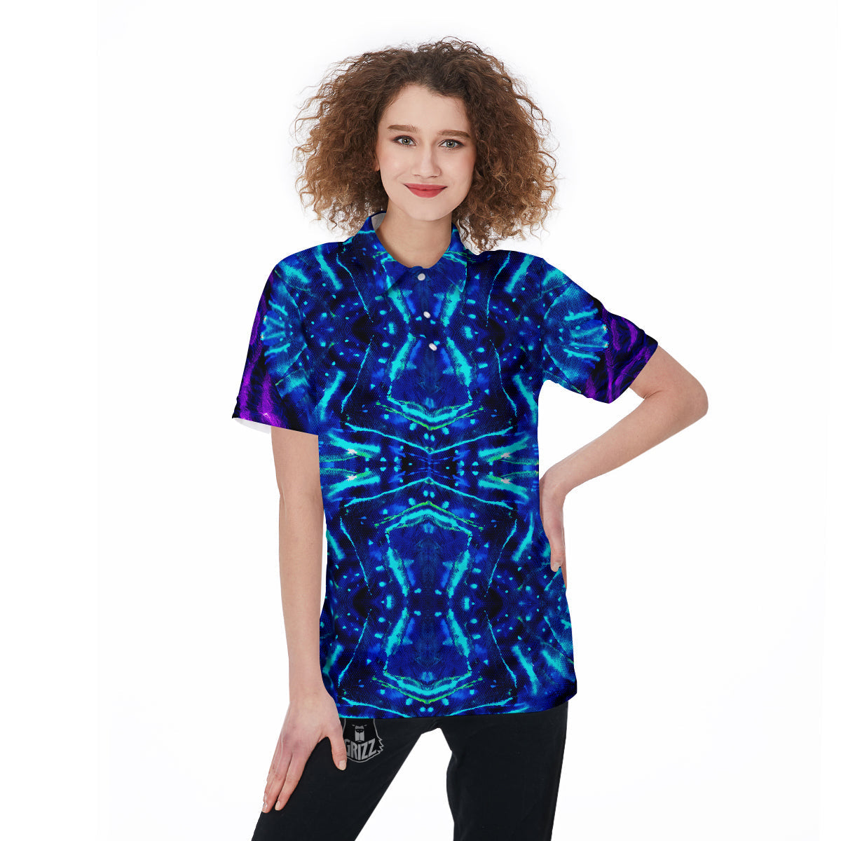 Psychedelic Watercolor Print Pattern Women's Golf Shirts-grizzshop