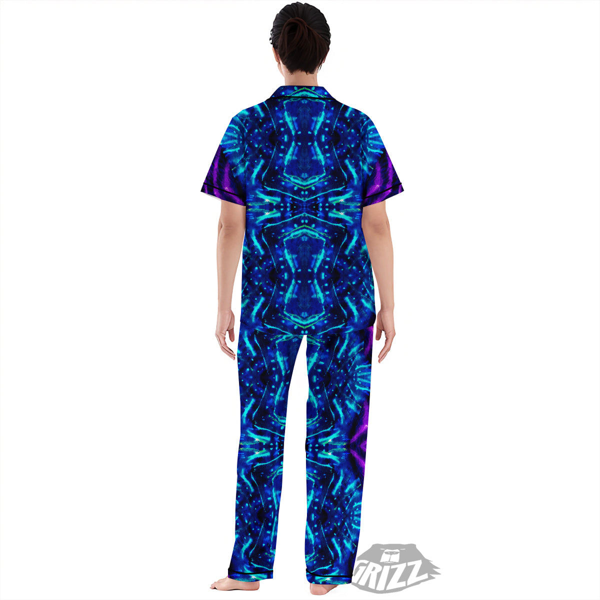 Psychedelic Watercolor Print Pattern Women's Pajamas Set-grizzshop