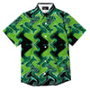 Psychedelic Wave Liquid Green Print Button Up Shirt-grizzshop