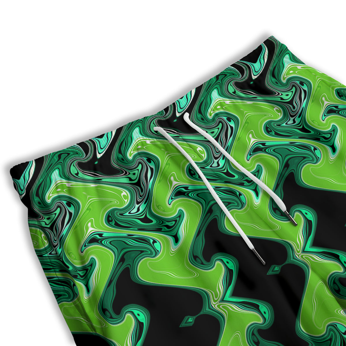 Psychedelic Wave Liquid Green Print Men's Athletic Shorts