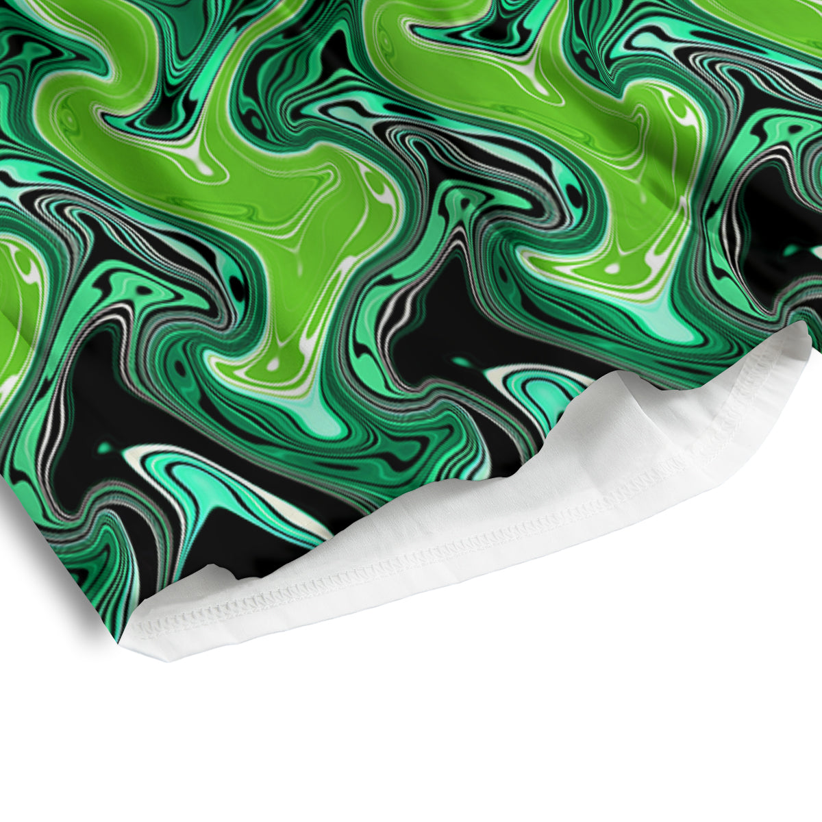 Psychedelic Wave Liquid Green Print Men's Athletic Shorts