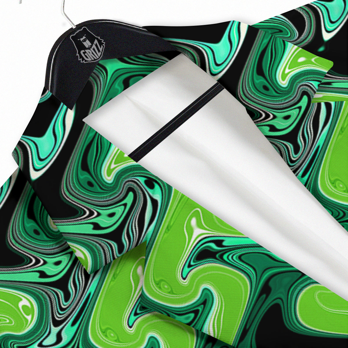 Psychedelic Wave Liquid Green Print Men's Sport Coat-grizzshop
