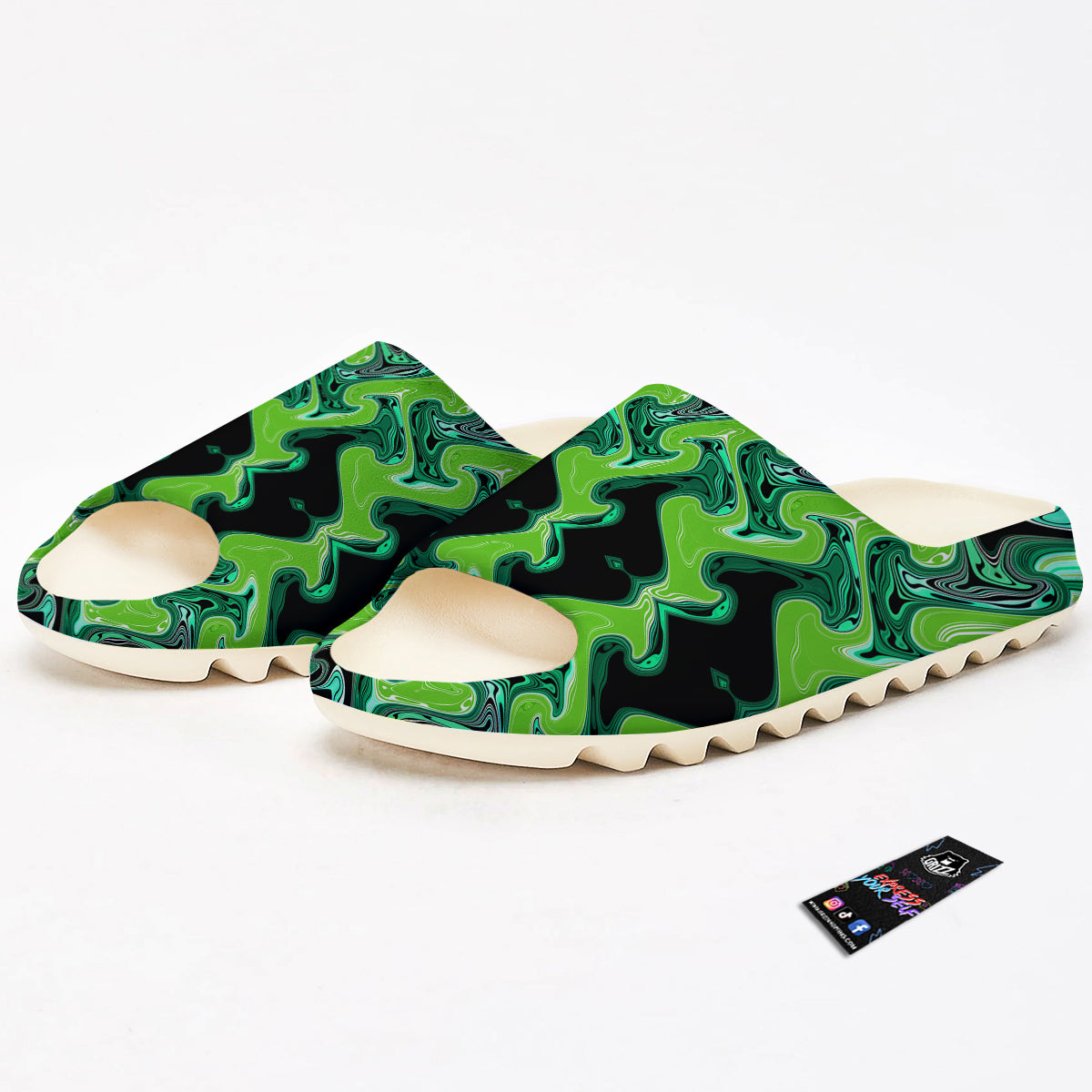 Psychedelic Wave Liquid Green Print Sandals-grizzshop