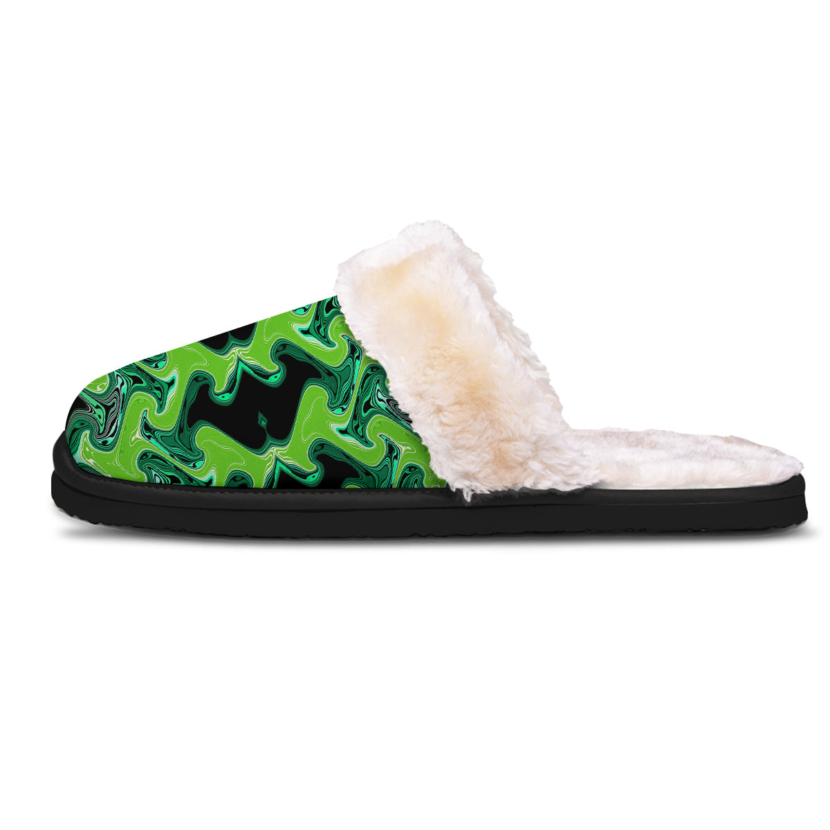 Psychedelic Wave Liquid Green Print Slippers-grizzshop