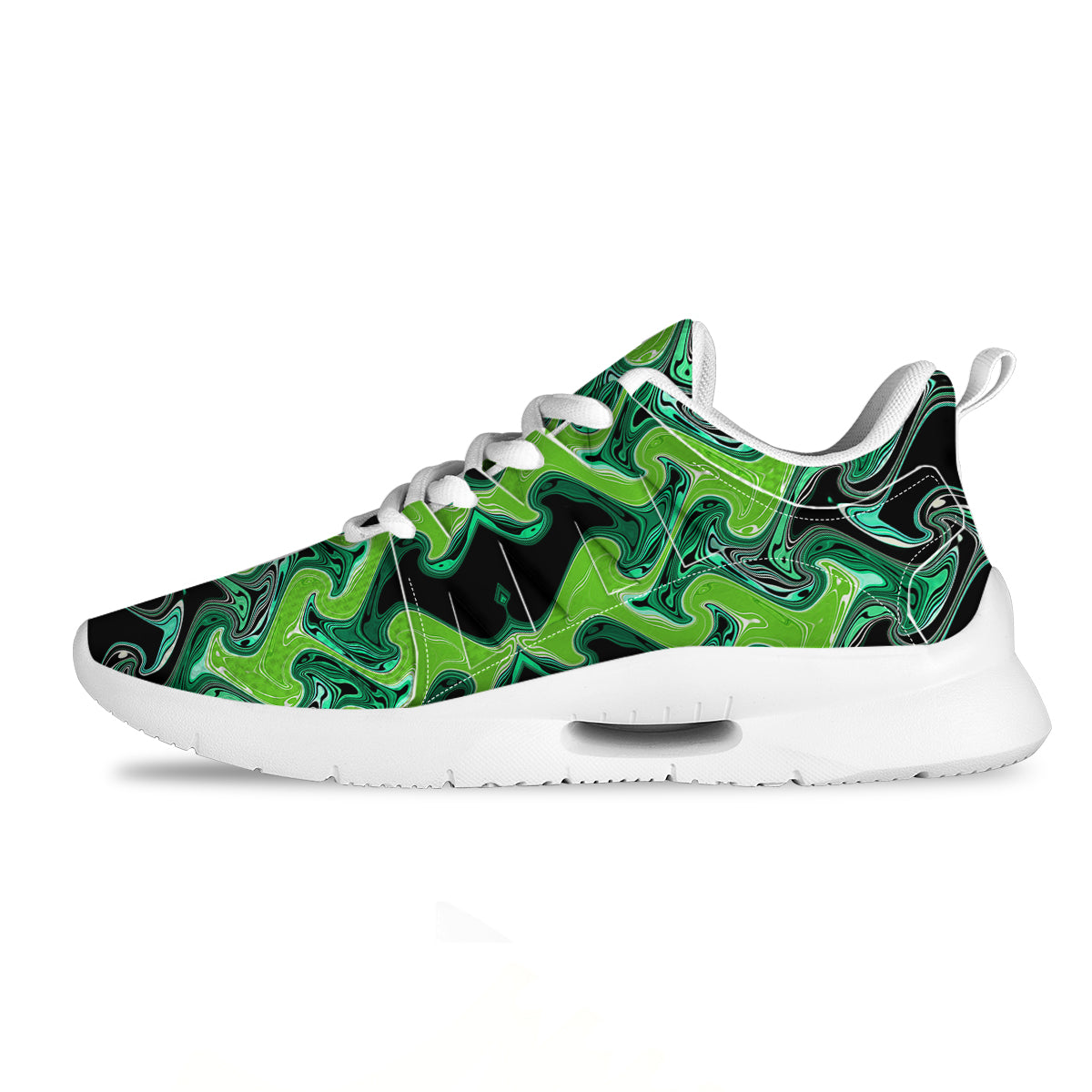 Psychedelic Wave Liquid Green Print Tennis Shoes-grizzshop