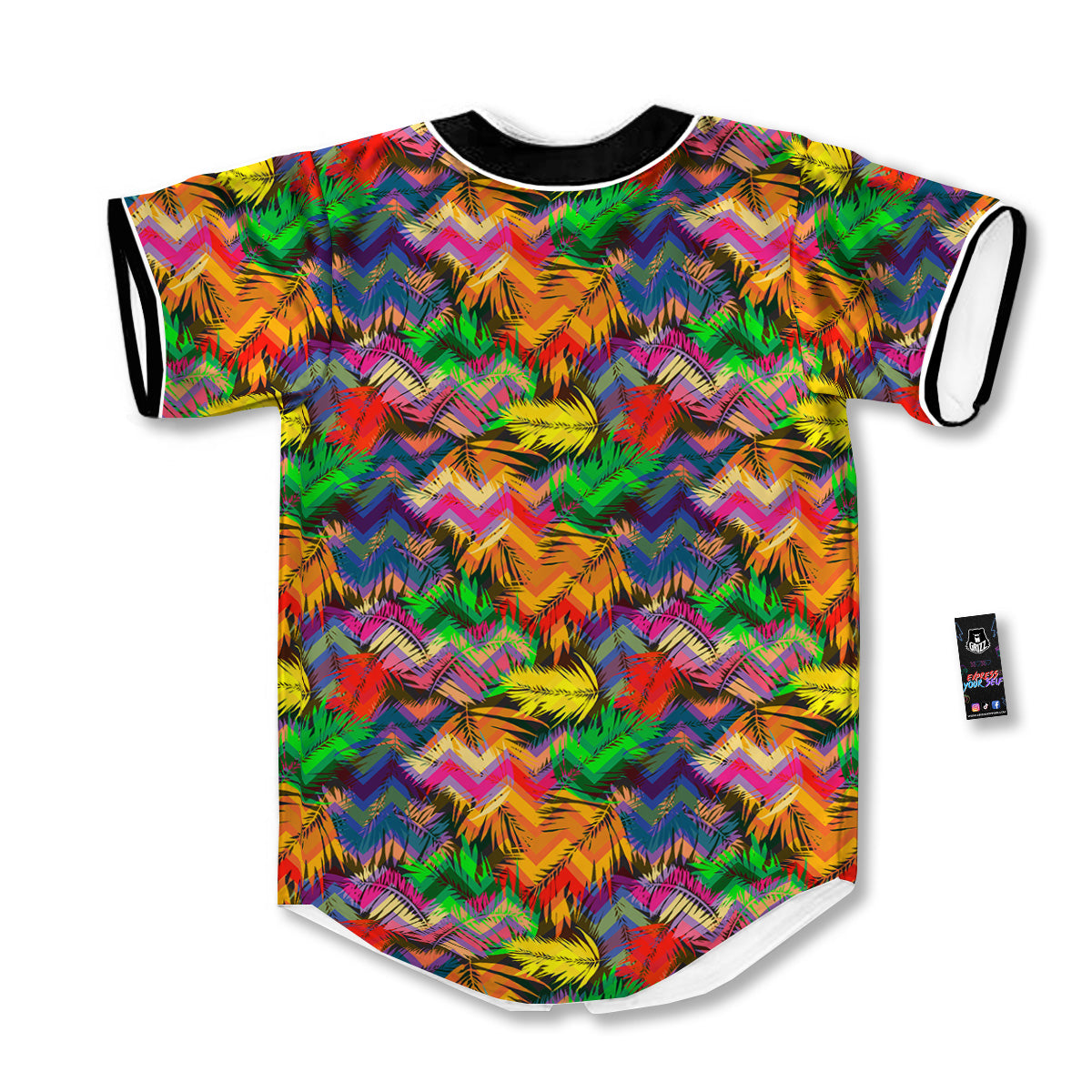 Psychedelic Zigzag Tropical Print Pattern Baseball Jersey-grizzshop