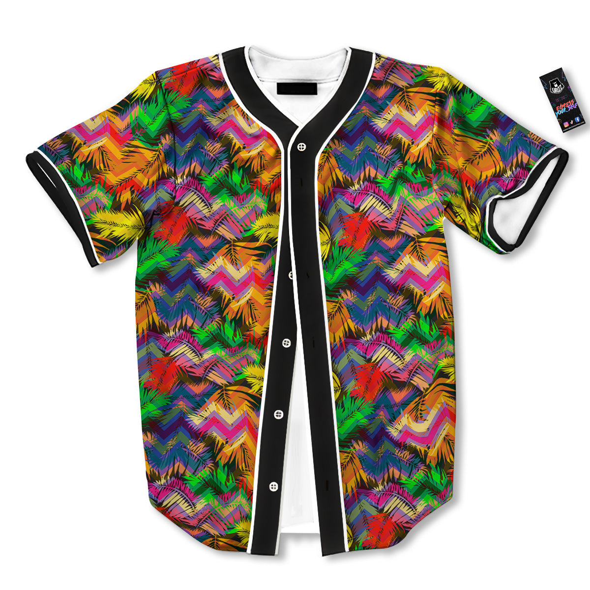 Psychedelic Zigzag Tropical Print Pattern Baseball Jersey-grizzshop