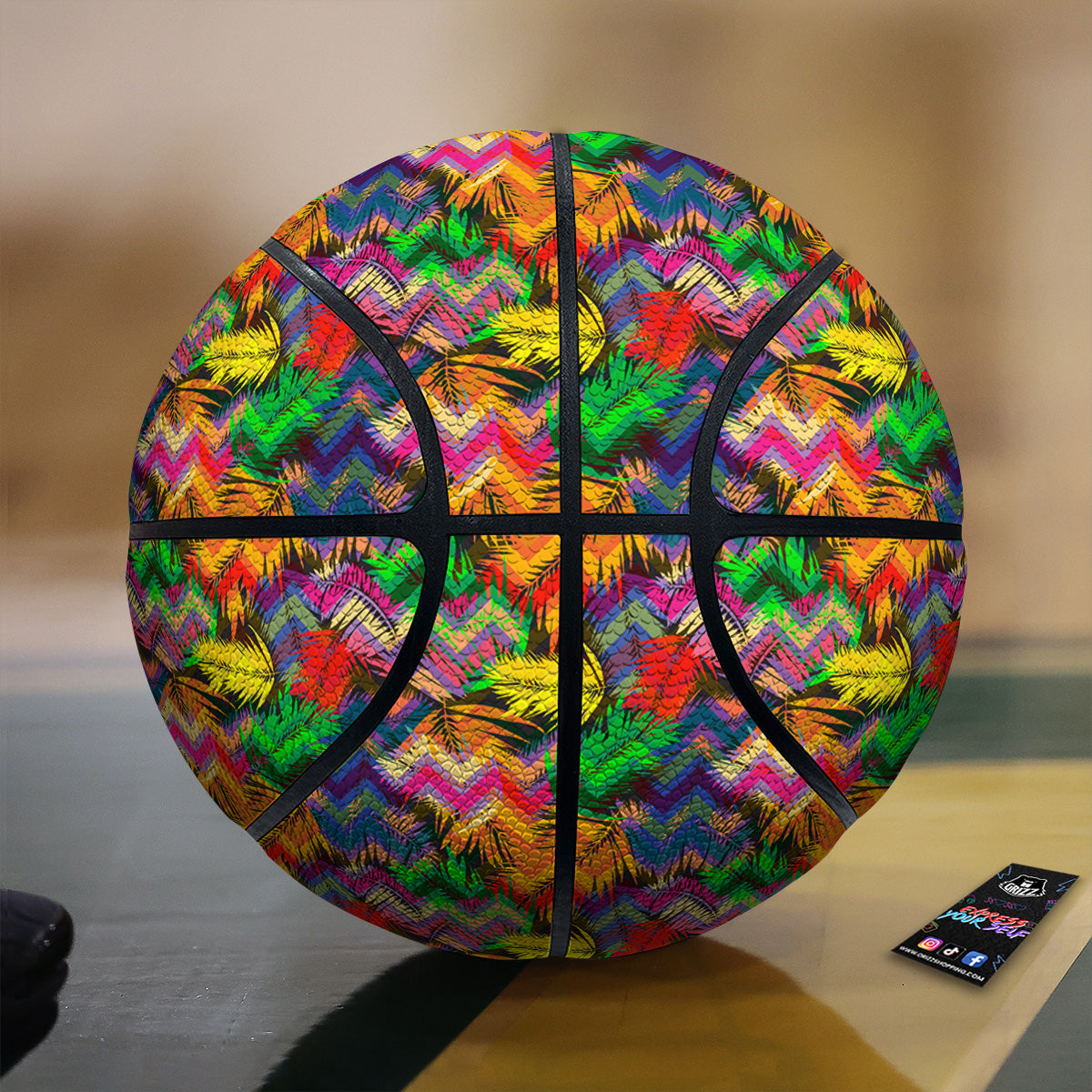 Psychedelic Zigzag Tropical Print Pattern Basketball-grizzshop