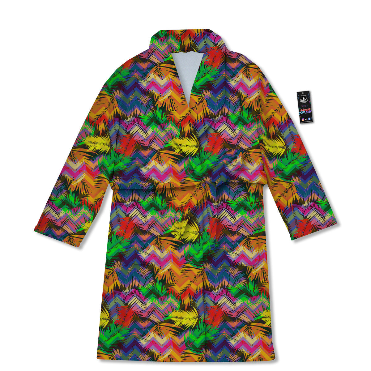 Psychedelic Zigzag Tropical Print Pattern Bathrobe-grizzshop