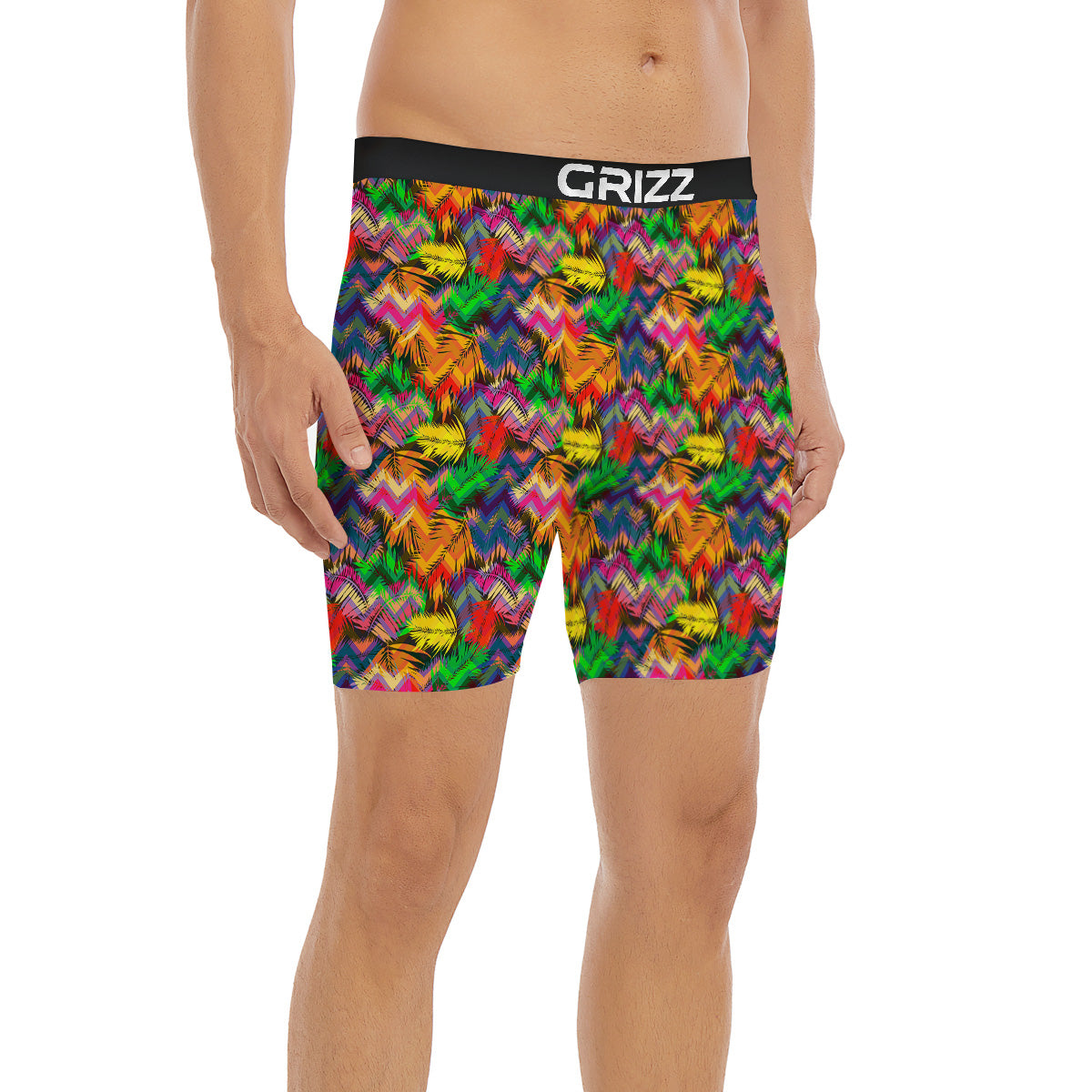 Psychedelic Zigzag Tropical Print Pattern Boxer Briefs-grizzshop