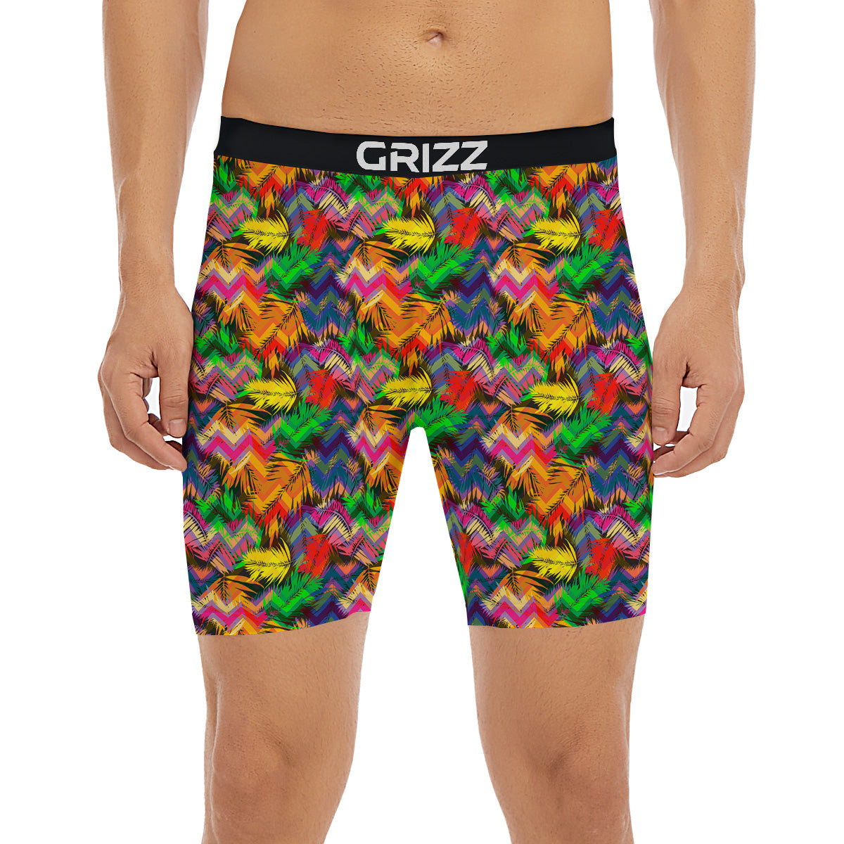 Psychedelic Zigzag Tropical Print Pattern Boxer Briefs-grizzshop