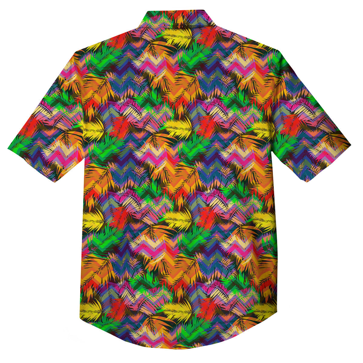 Psychedelic Zigzag Tropical Print Pattern Button Up Shirt-grizzshop