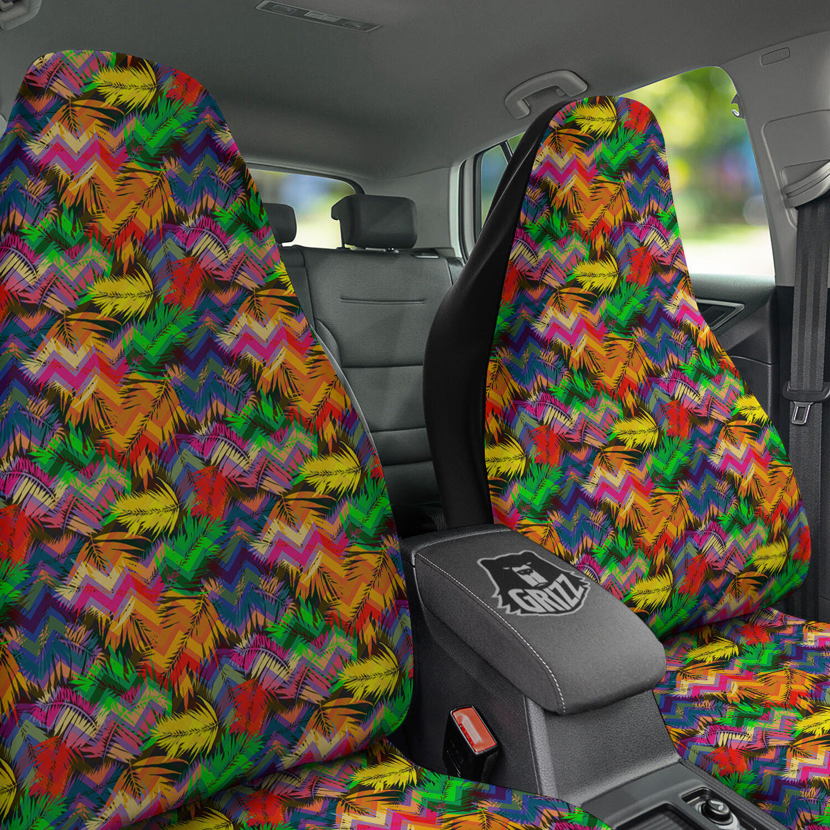 Psychedelic Zigzag Tropical Print Pattern Car Seat Covers-grizzshop