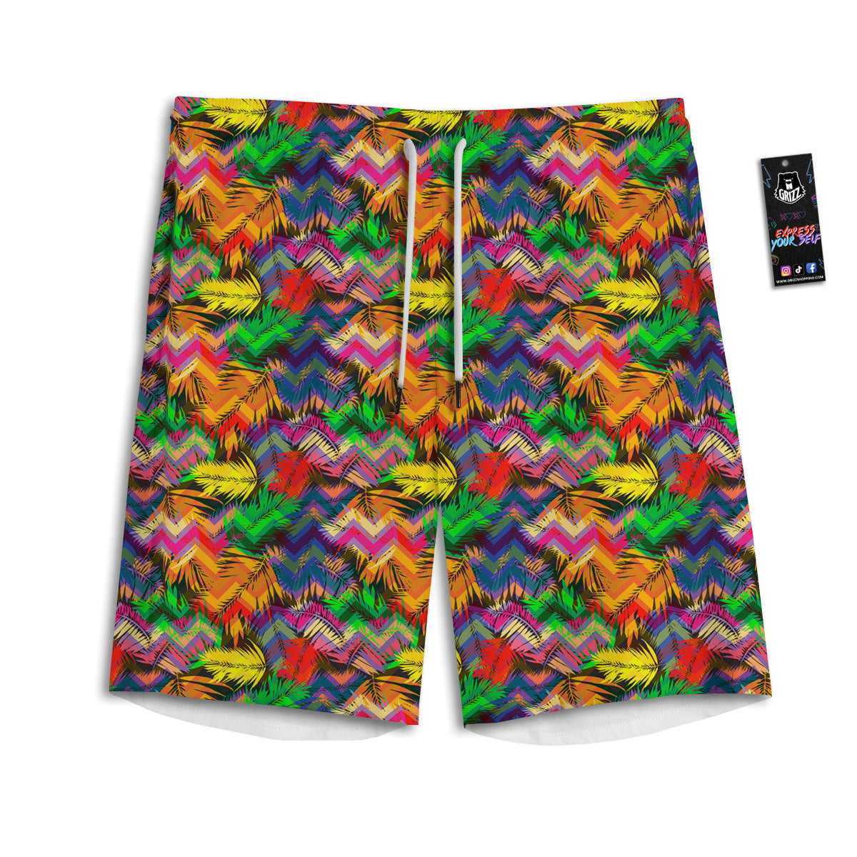 Psychedelic Zigzag Tropical Print Pattern Men's Athletic Shorts
