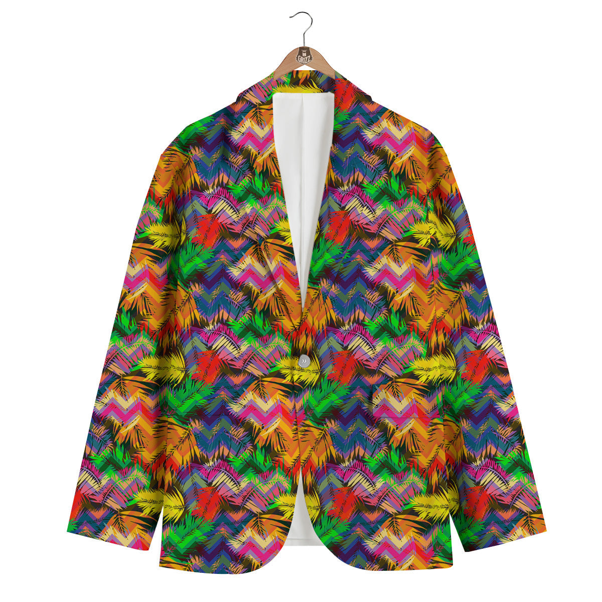 Psychedelic Zigzag Tropical Print Pattern Men's Blazer-grizzshop