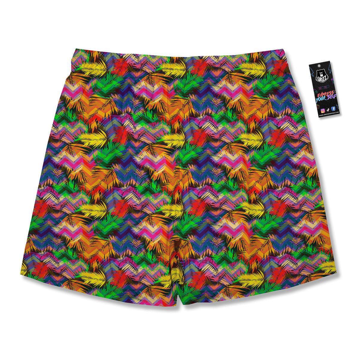 Psychedelic Zigzag Tropical Print Pattern Men's Running Shorts-grizzshop