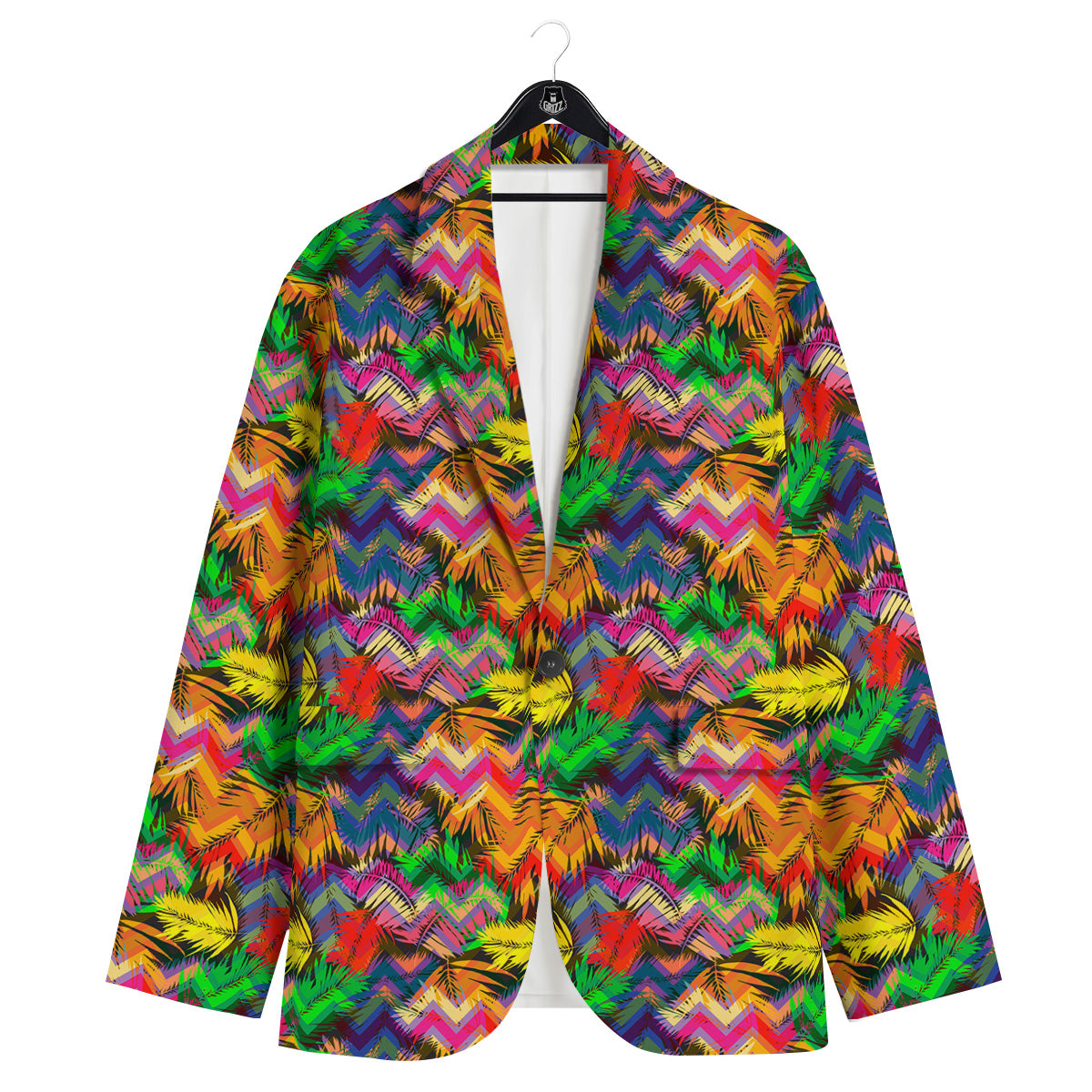 Psychedelic Zigzag Tropical Print Pattern Men's Sport Coat-grizzshop