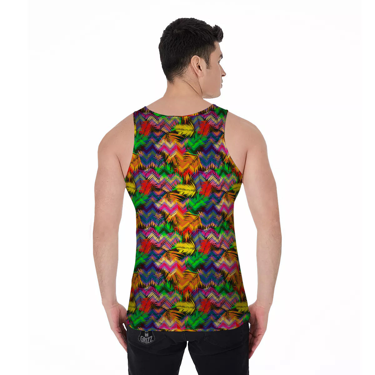 Psychedelic Zigzag Tropical Print Pattern Men's Tank Top-grizzshop