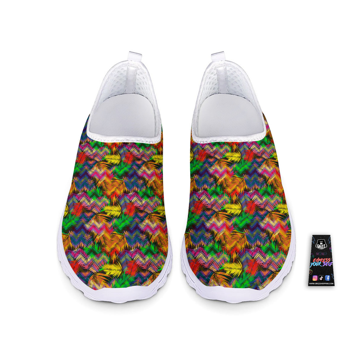 Psychedelic Zigzag Tropical Print Pattern Nurse Shoes-grizzshop