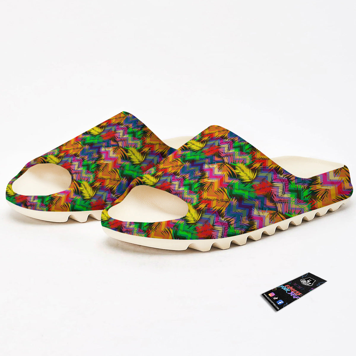 Psychedelic Zigzag Tropical Print Pattern Sandals-grizzshop