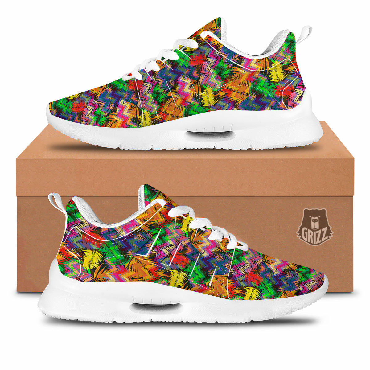 Psychedelic Zigzag Tropical Print Pattern Tennis Shoes-grizzshop