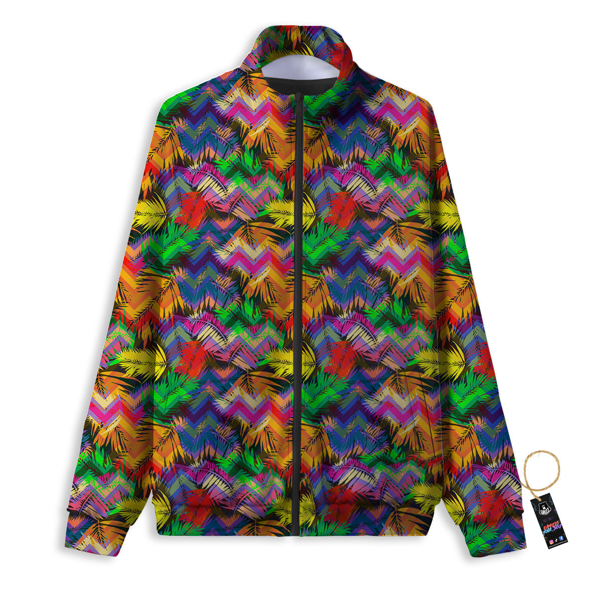 Psychedelic Zigzag Tropical Print Pattern Track Jacket-grizzshop