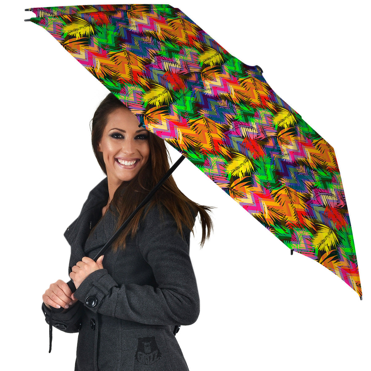 Psychedelic Zigzag Tropical Print Pattern Umbrella-grizzshop