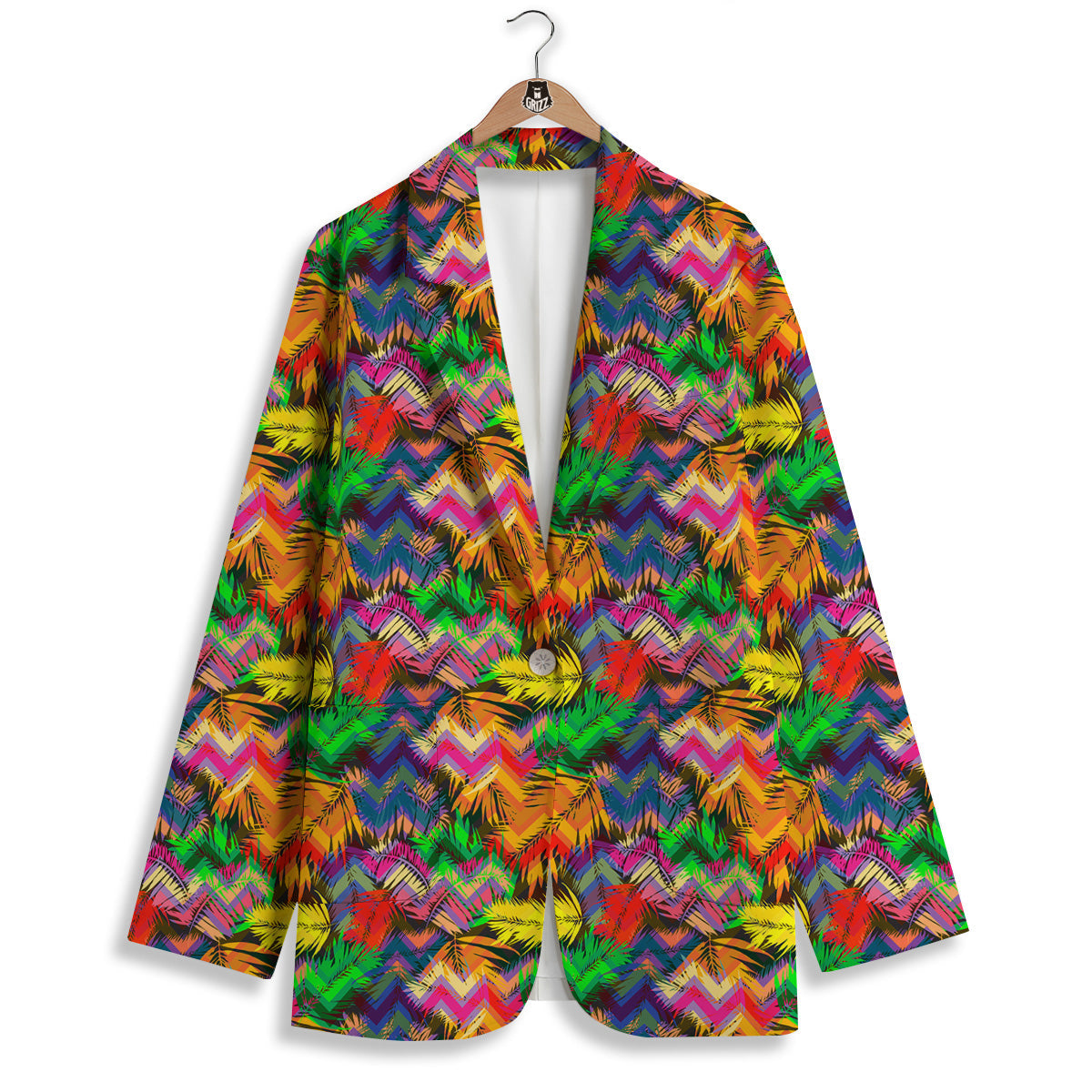 Psychedelic Zigzag Tropical Print Pattern Women's Blazer-grizzshop