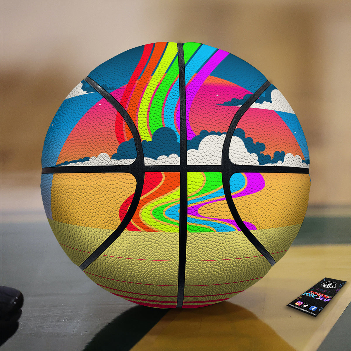 Psychedelic And Gradient Sky Rainbow Print Basketball