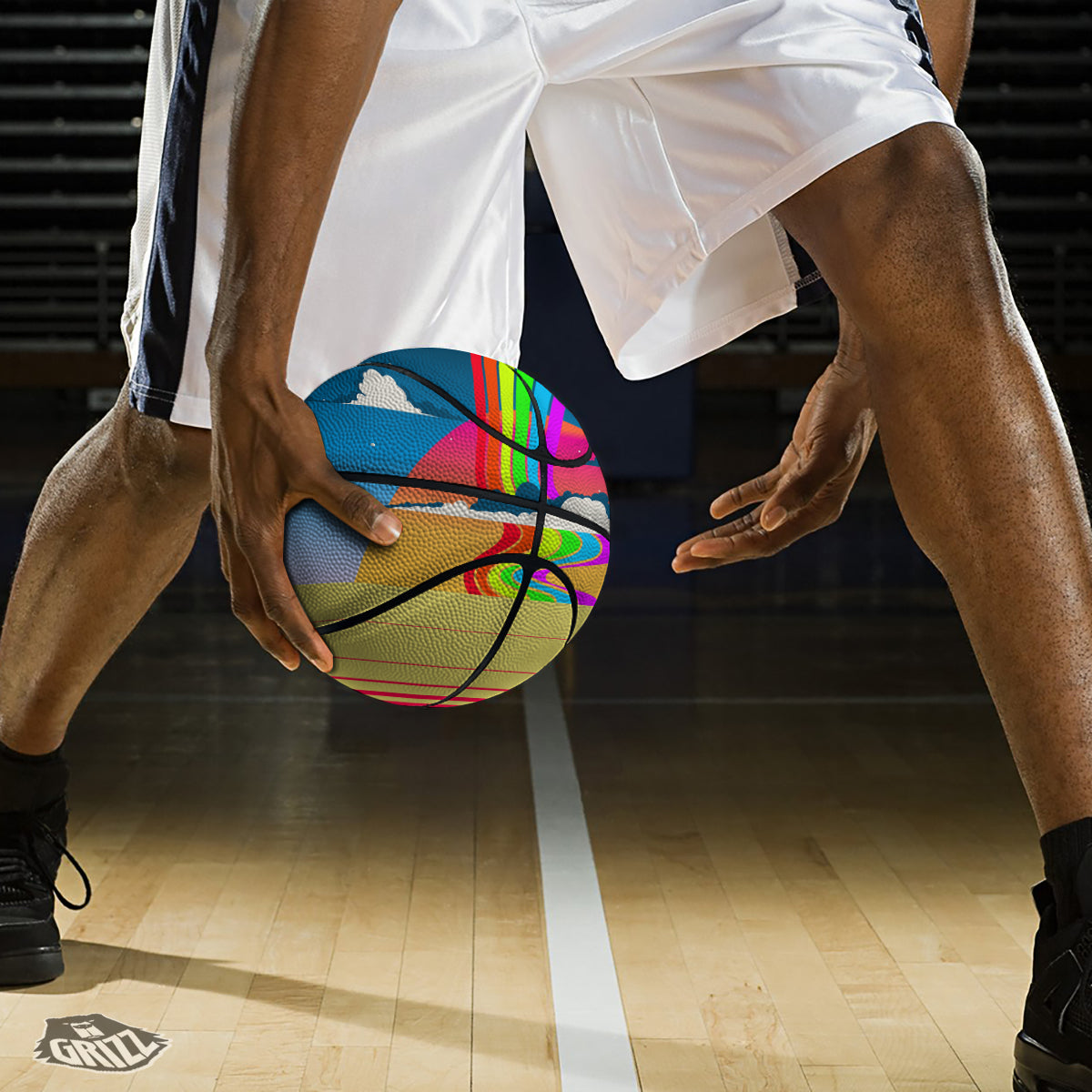 Psychedelic And Gradient Sky Rainbow Print Basketball