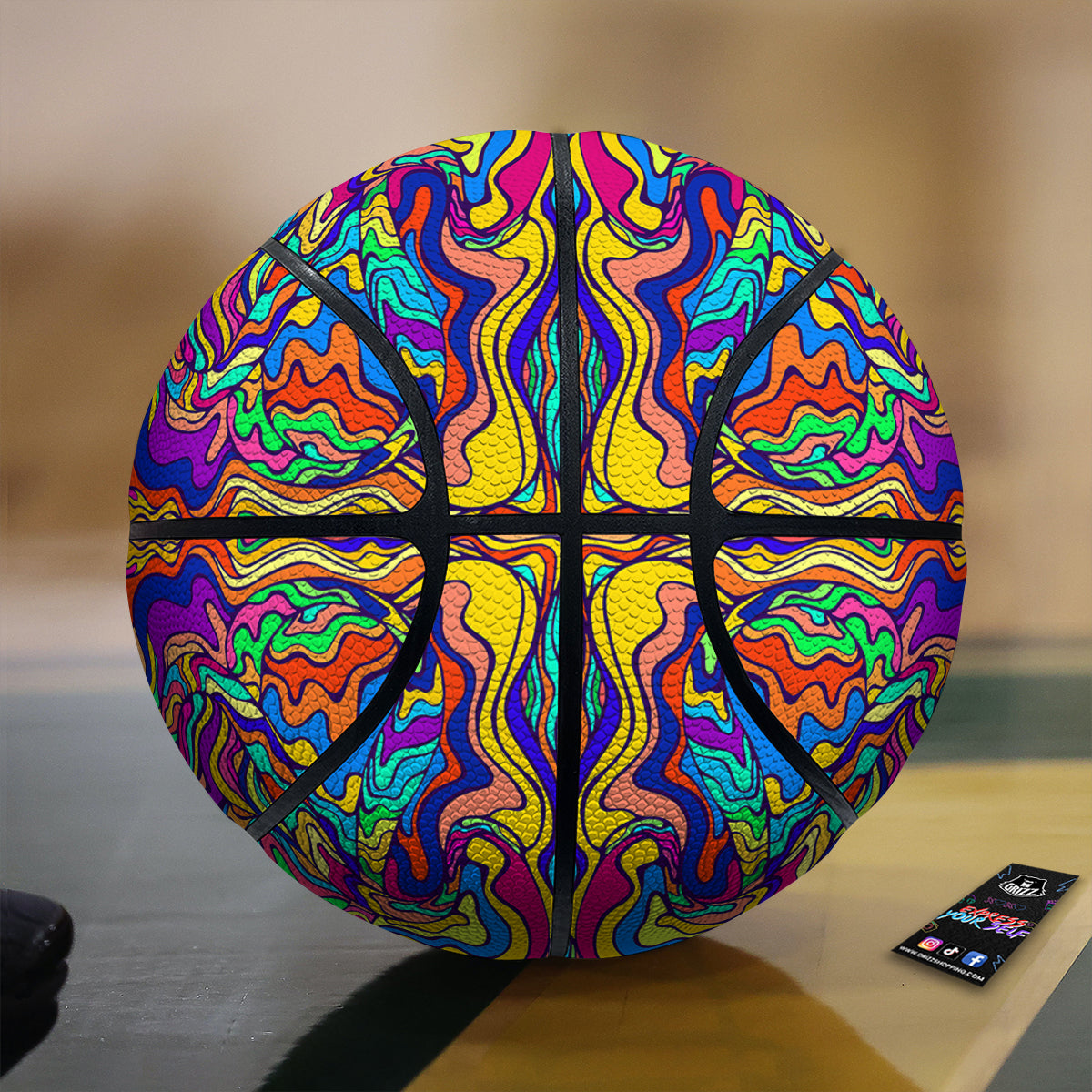 Psychedelic Colorful Fractal Mirror Print Basketball