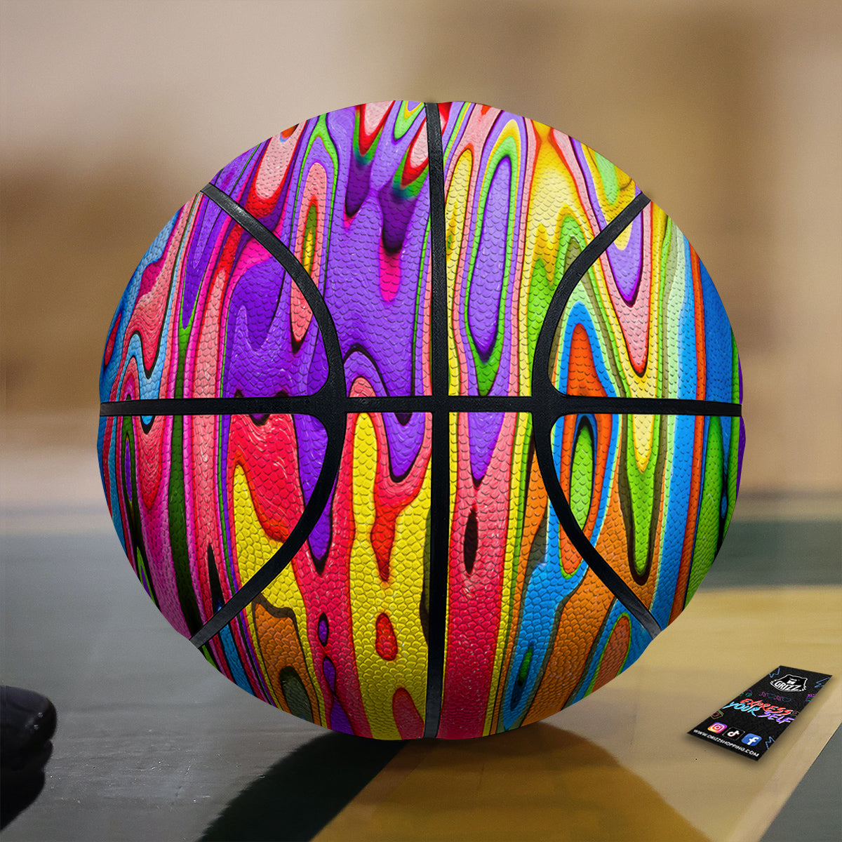 Psychedelic Colorful Print Basketball