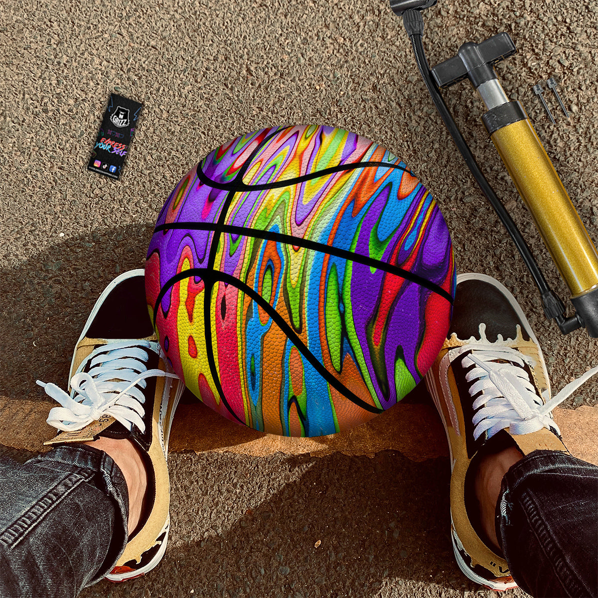 Psychedelic Colorful Print Basketball