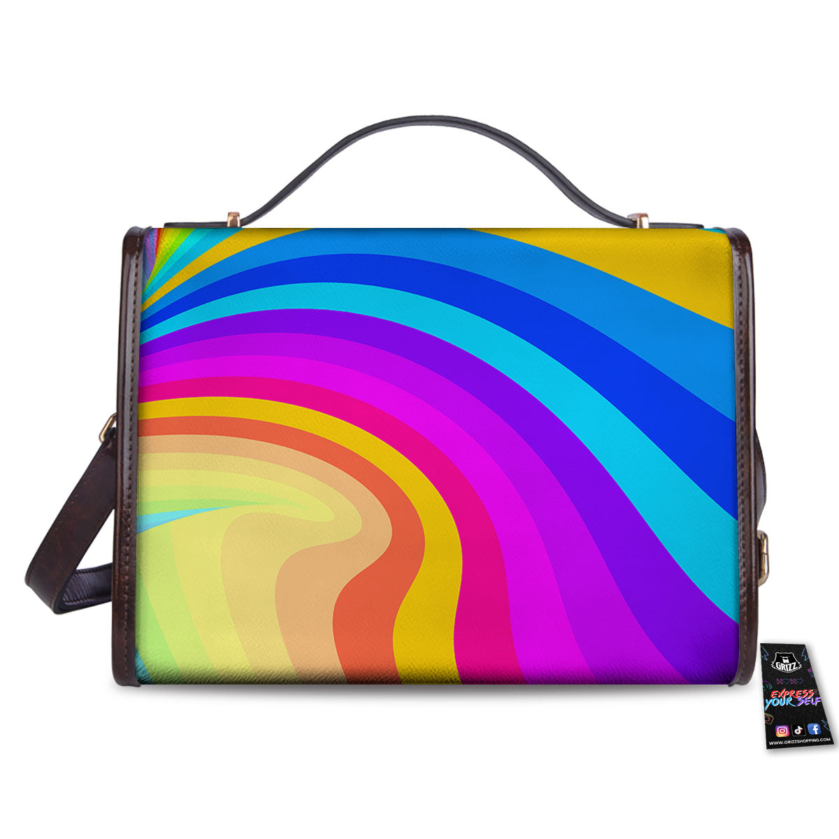 Psychedelic Rainbow Torus Print Women's Satchel Bag