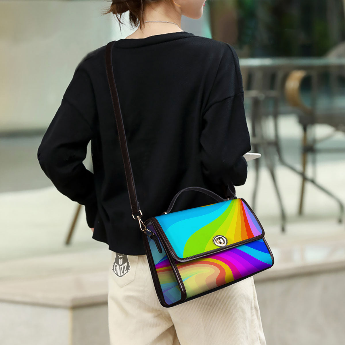 Psychedelic Rainbow Torus Print Women's Satchel Bag