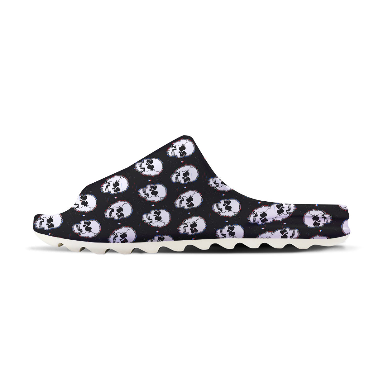 Psychedelic Skull Glitch Print Pattern Sandals-grizzshop