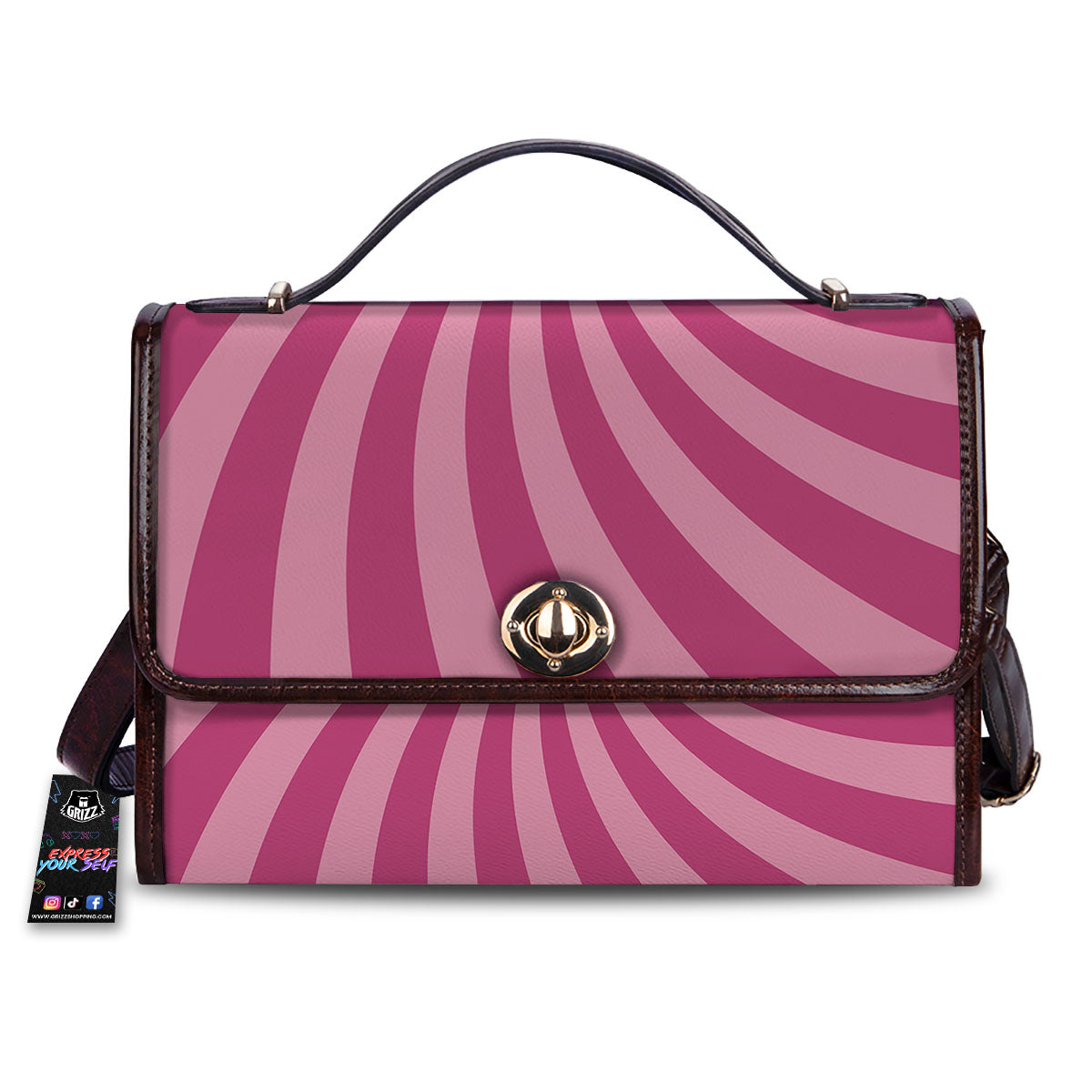 Psychedelic Swirl Pink Print Women's Satchel Bag