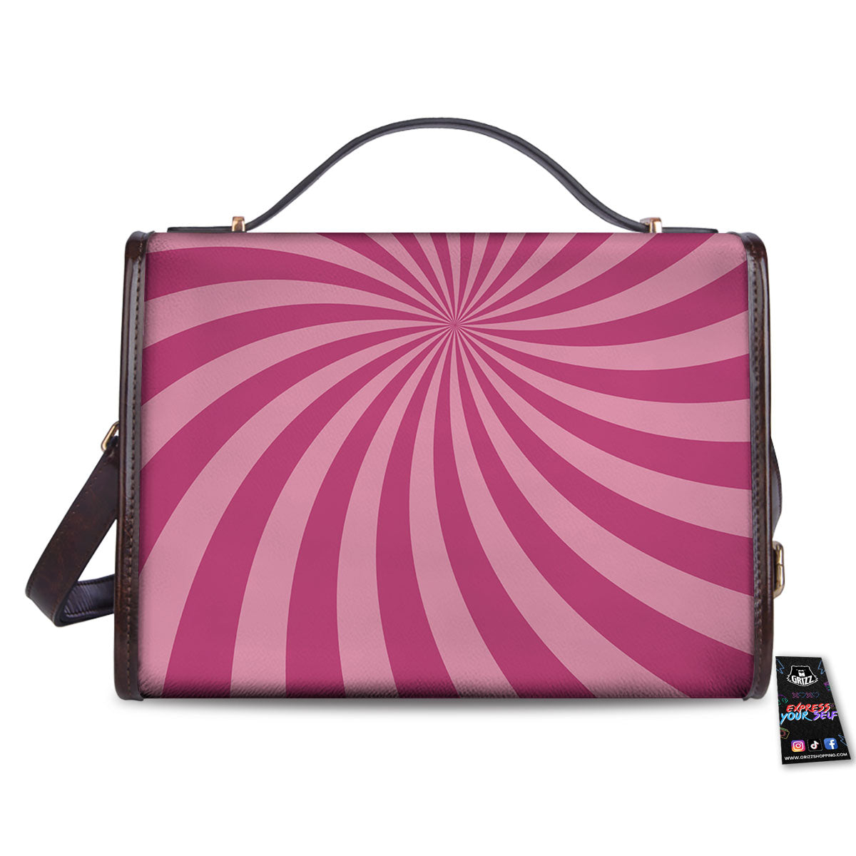 Psychedelic Swirl Pink Print Women's Satchel Bag