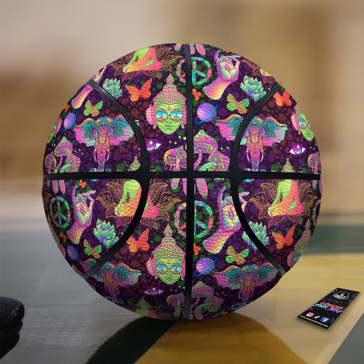 Psychedelic Trippy Drug Cartoon Print Pattern Basketball