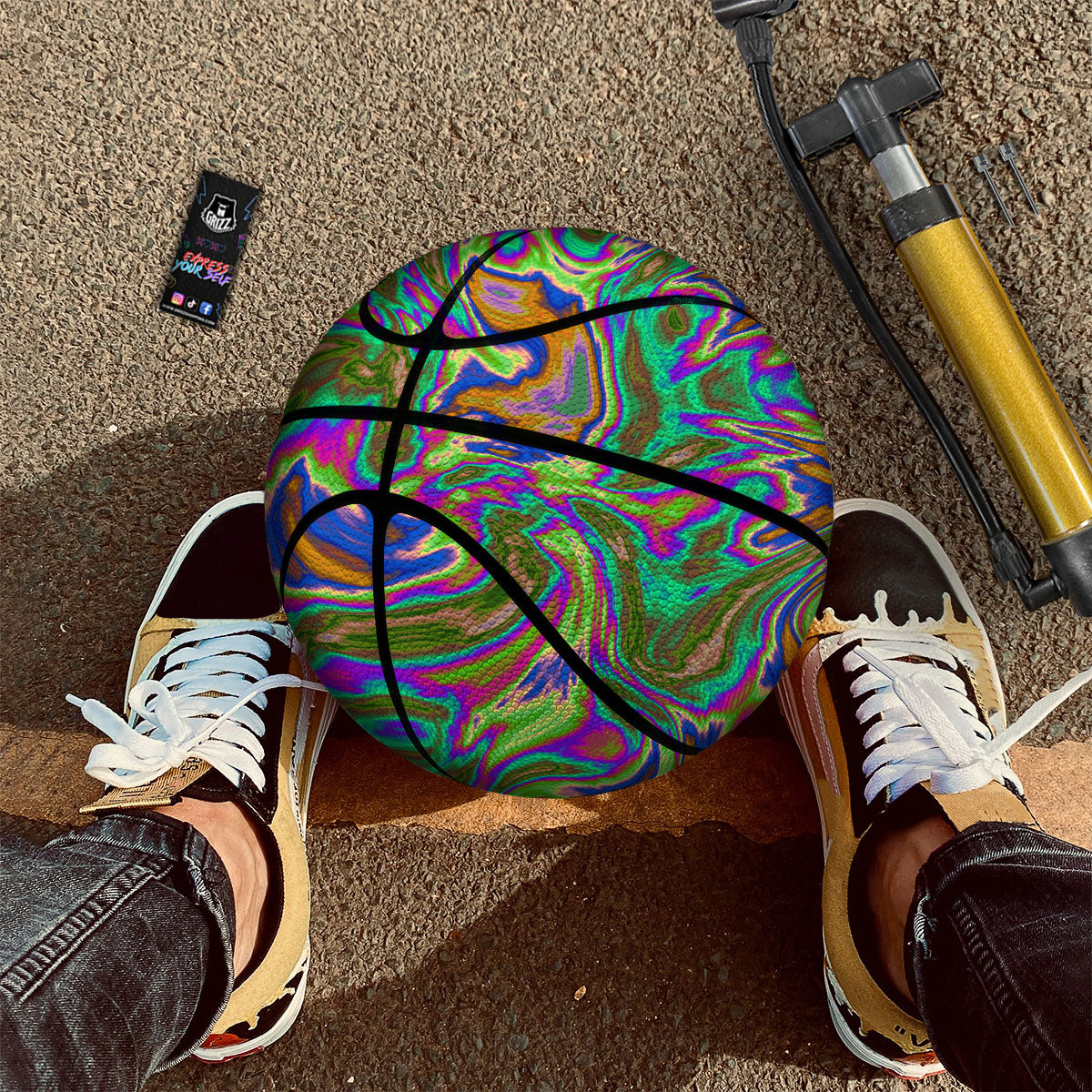 Polka Dot Sunflower Watercolor Print Pattern Basketball