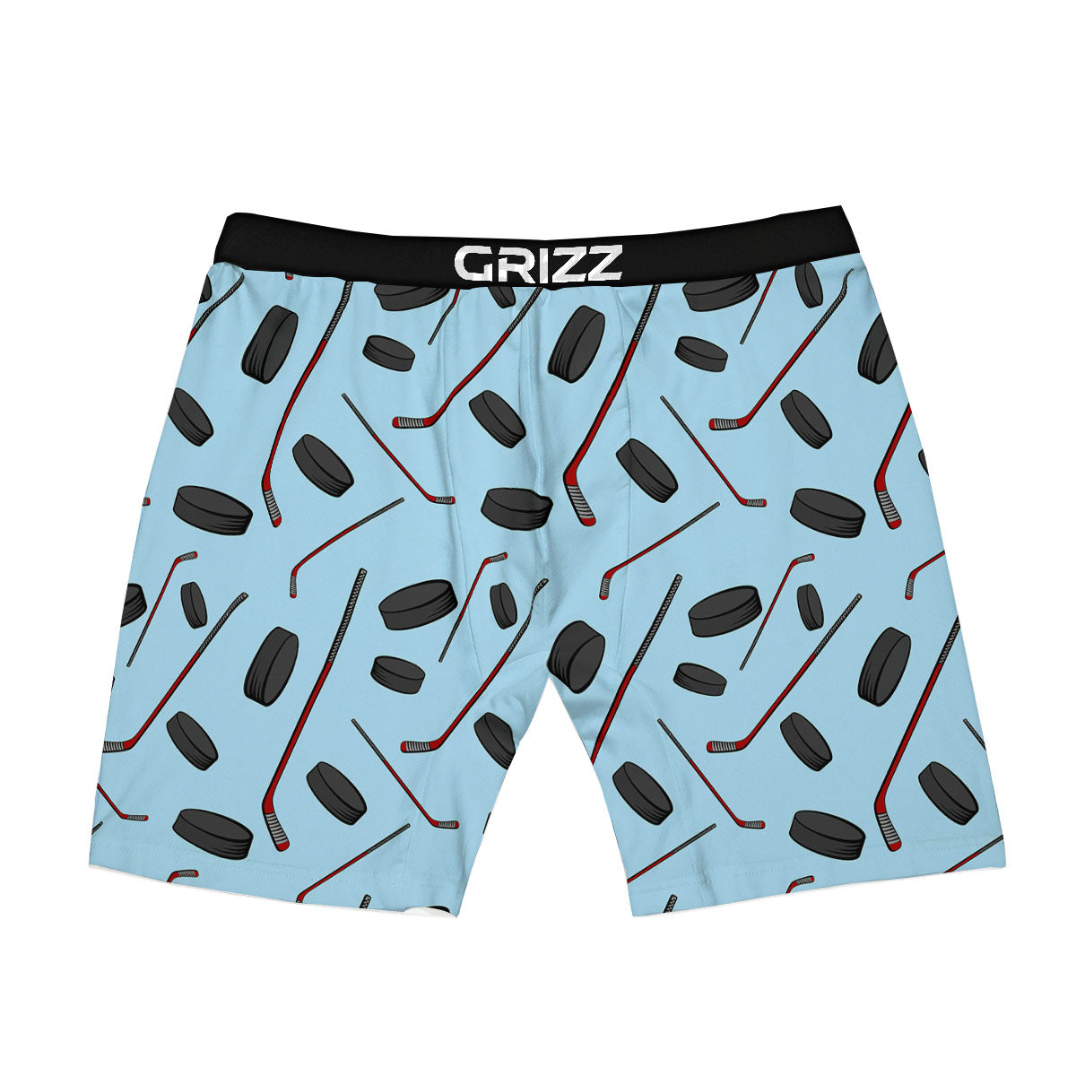 Puck And Hockey Stick Print Pattern Boxer Briefs-grizzshop