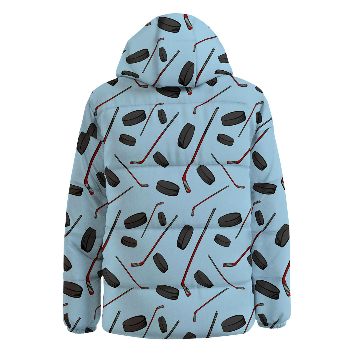 Puck And Hockey Stick Print Pattern Down Jacket-grizzshop