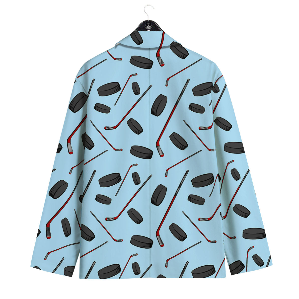 Puck And Hockey Stick Print Pattern Men's Sport Coat-grizzshop